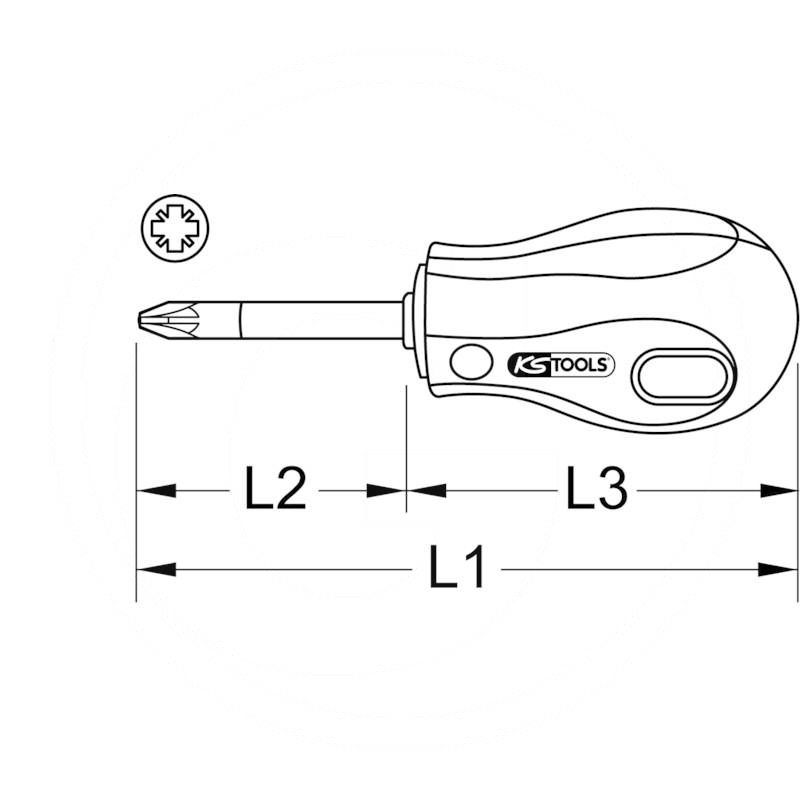 KS Tools ERGO stubby screwdriver, PZ1 | zdjęcie nr 2