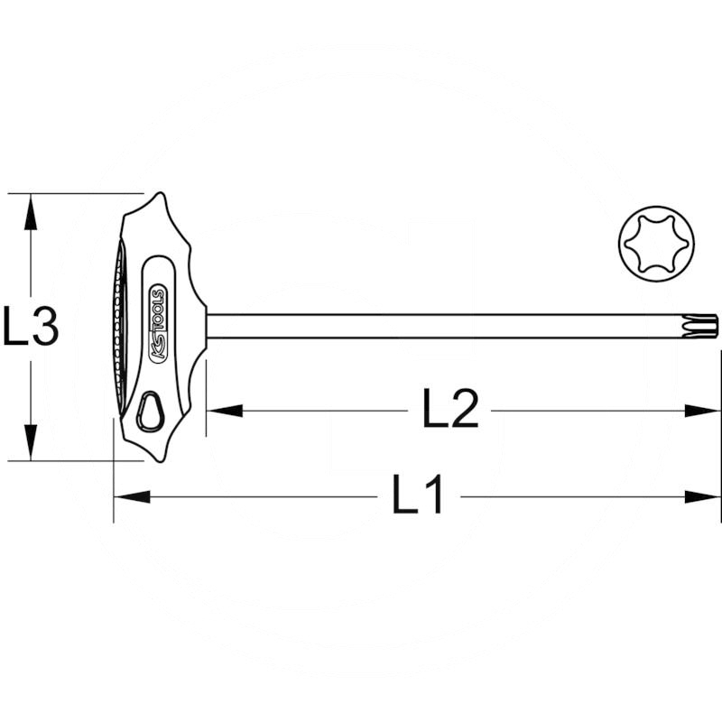 KS Tools ERGO+ T-handle TX wrench,T10 x 373mm | zdjęcie nr 2
