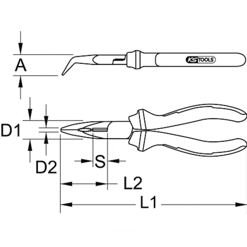 KS Tools ERGO VDE bent nose plier, 165mm | zdjęcie nr 2