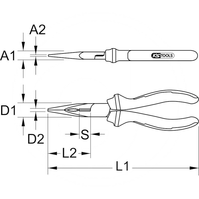 KS Tools ERGO VDE long nose plier,straight, 200mm | zdjęcie nr 2