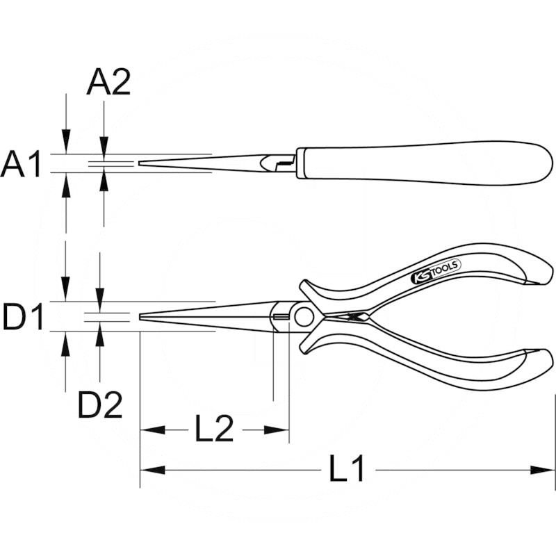 KS Tools ESD long-nose pliers, straight, without cut, 150mm | zdjęcie nr 2