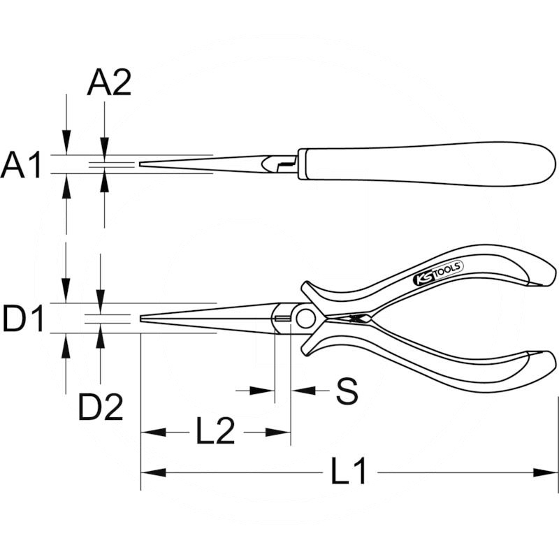 KS Tools ESD round pliers straight without cut, 130mm | zdjęcie nr 2
