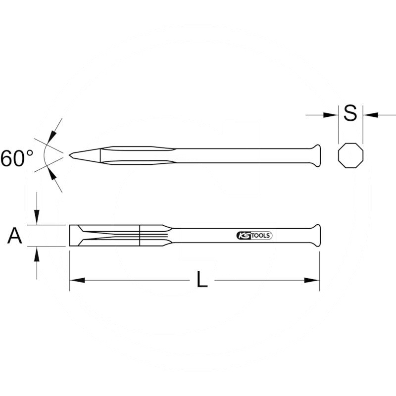KS Tools Flat chisel round, 14x250mm | zdjęcie nr 2