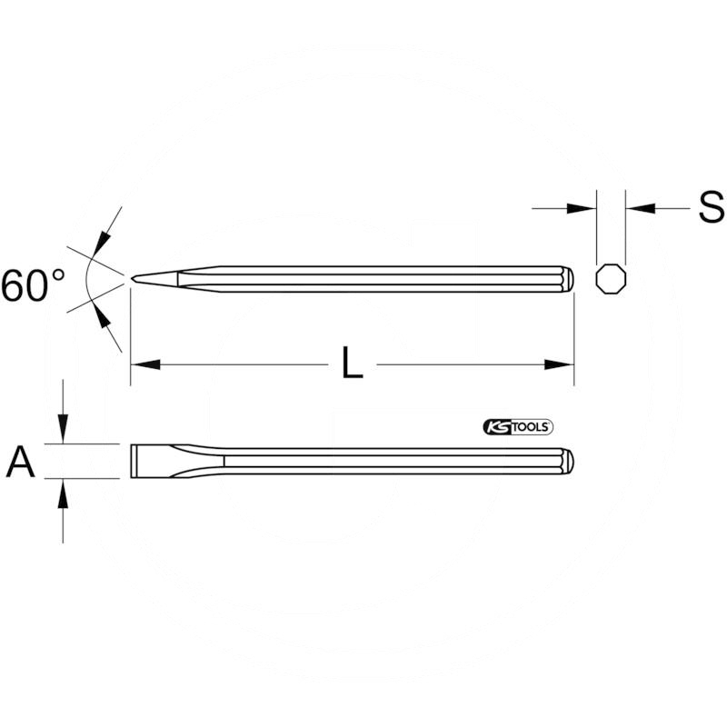 KS Tools Flat chisel with octagonal shaft, 250mm | zdjęcie nr 2