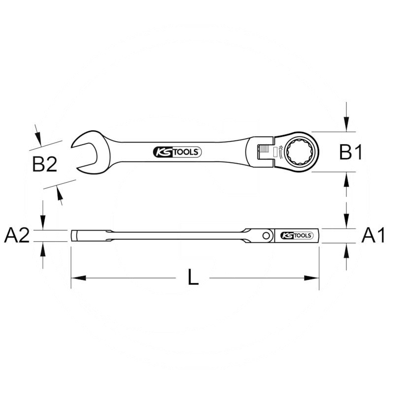 KS Tools GEAR+ flex head comb spanner, 12mm | zdjęcie nr 2