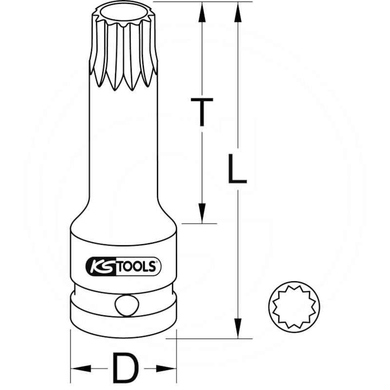 KS Tools Impact socket XZN long, 1/2", M8 | zdjęcie nr 2