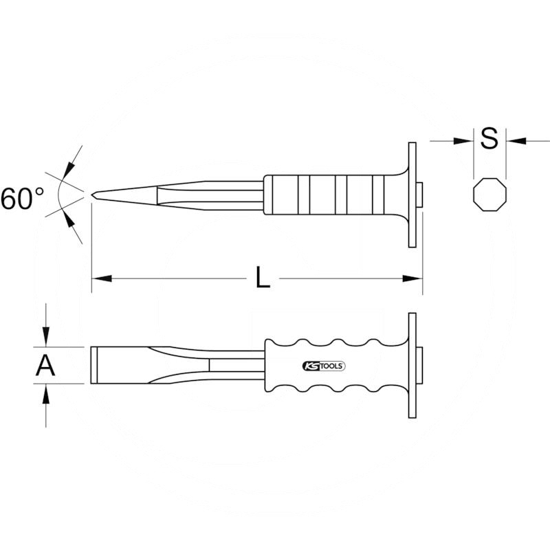 KS Tools Jointing chisel, 8 point, 250x100mm | zdjęcie nr 2