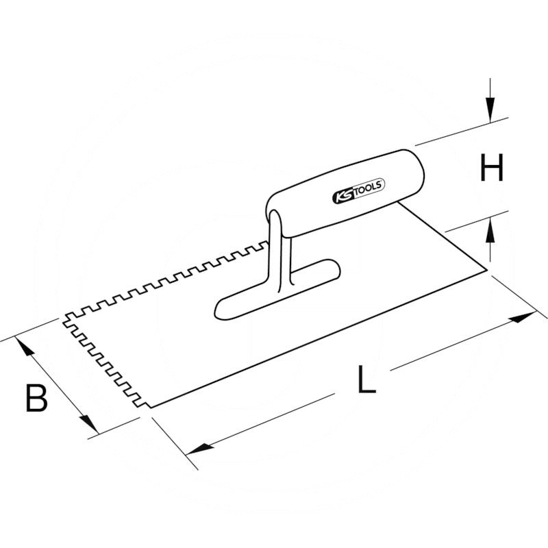 KS Tools Notched trowel + wooden handle, 6x6mm | zdjęcie nr 2