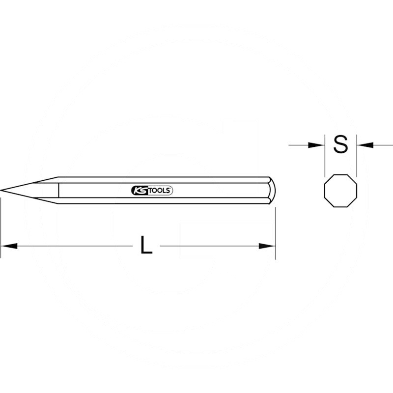 KS Tools Pointed chisel, 8 point, 16x200mm | zdjęcie nr 2