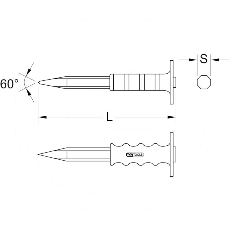 KS Tools Pointed chisel, 8 point, 20x1000mm | zdjęcie nr 2