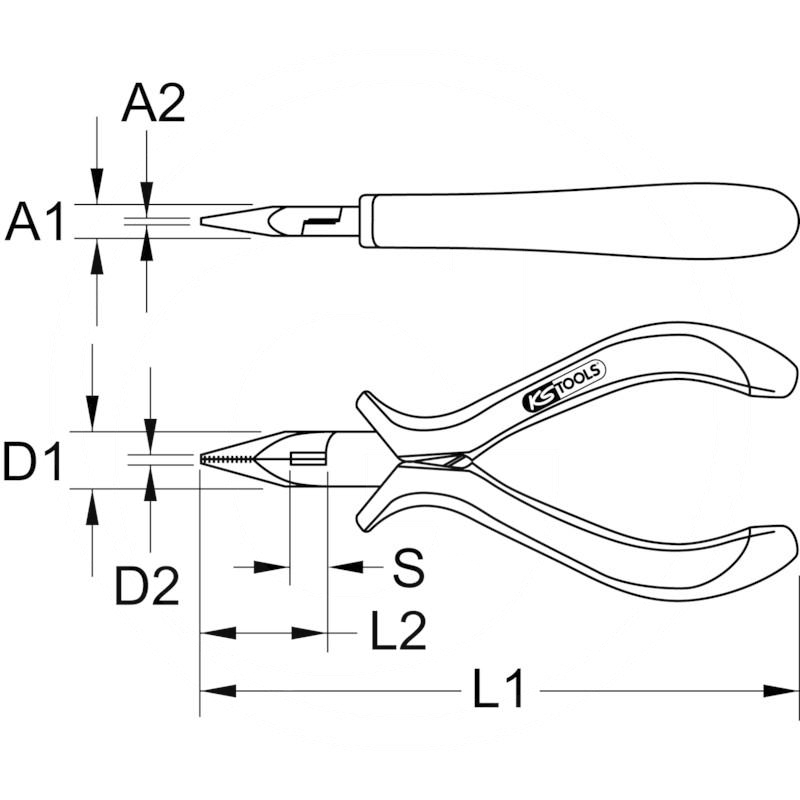 KS Tools Precise long nose plier serrated, 130mm | zdjęcie nr 2