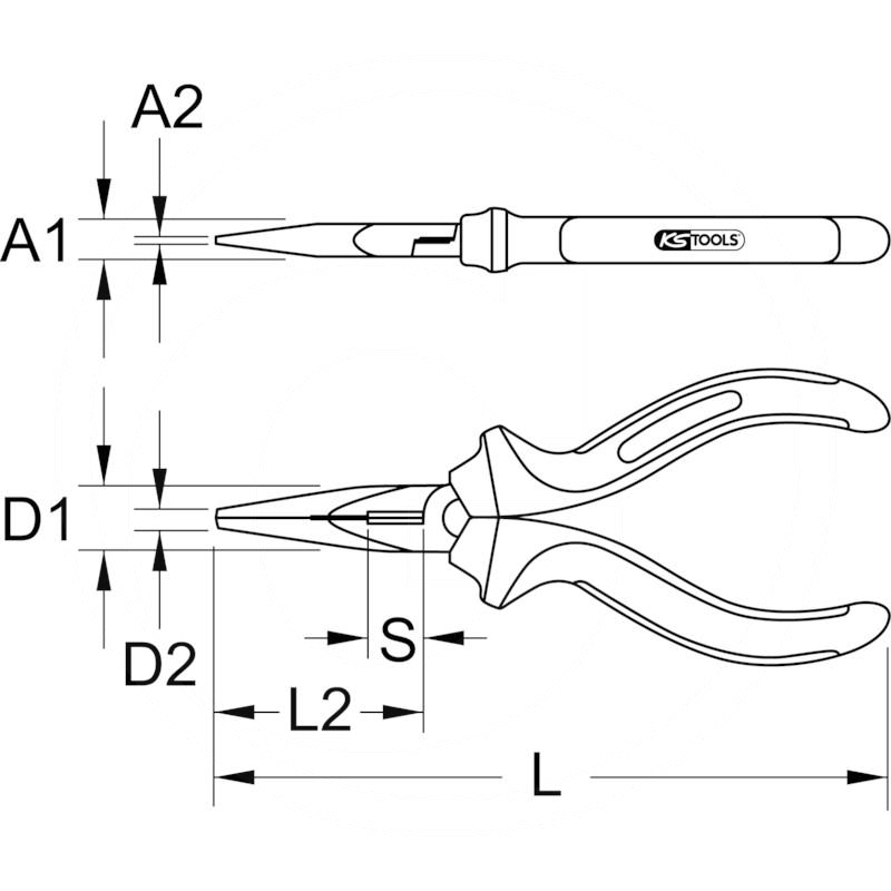 KS Tools STAINLESS long nose plier, 200mm | zdjęcie nr 2