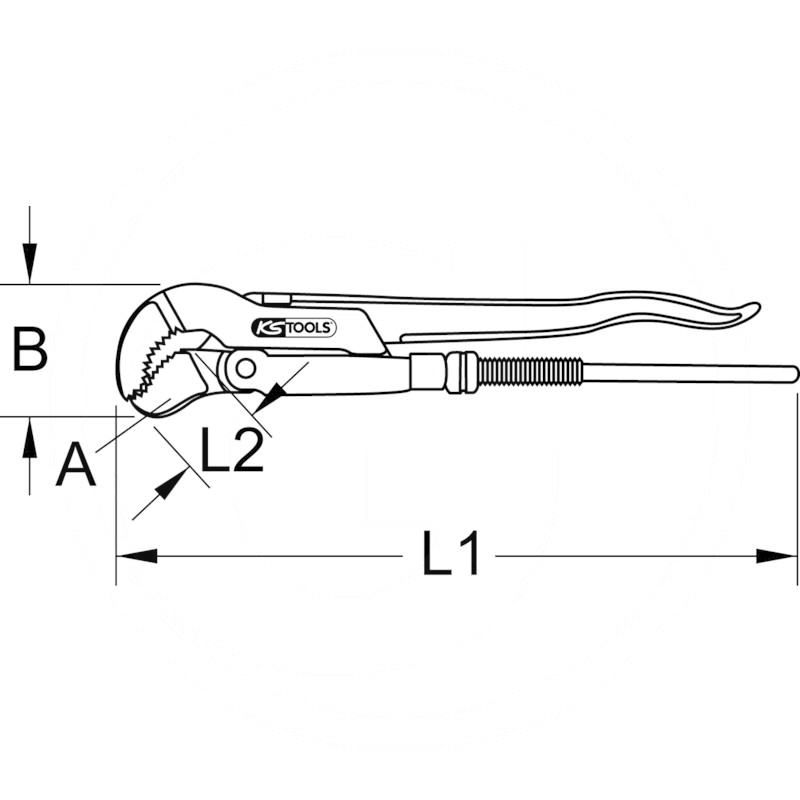 KS Tools Swed. pattern pipe wrench 45°angled,1/2" | zdjęcie nr 2