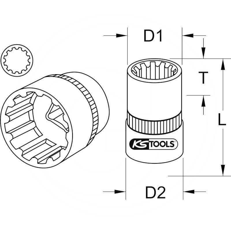 KS Tools TRIPLE+ socket, 1/4", 5mm | zdjęcie nr 2