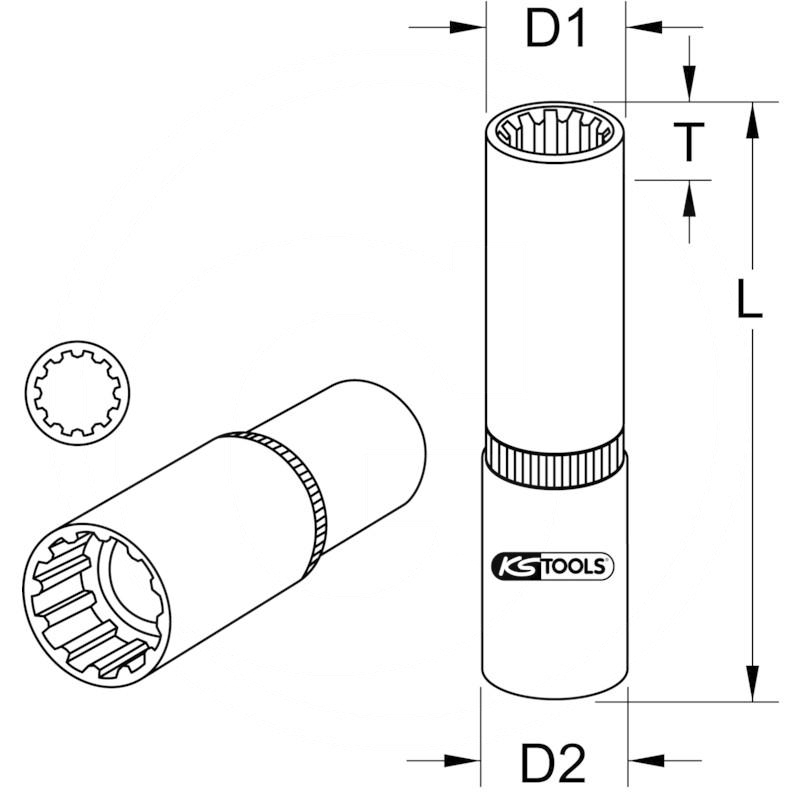 KS Tools TRIPLE+ socket, deep, 1/4", 10mm | zdjęcie nr 2