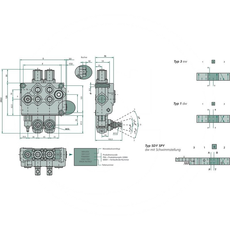 Walvoil Monoblock valve SD11-1-N-19A(100)L | zdjęcie nr 2