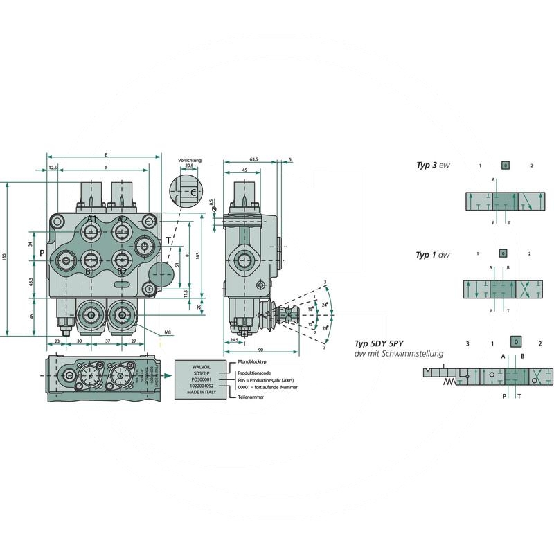 Walvoil Monoblock valve SD5-1-P-38L-AET | SD5/1-P(KG3-120)/38L/AET | zdjęcie nr 2