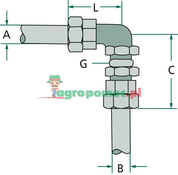 Angled straight-through threaded fitting | - | zdjęcie nr 1