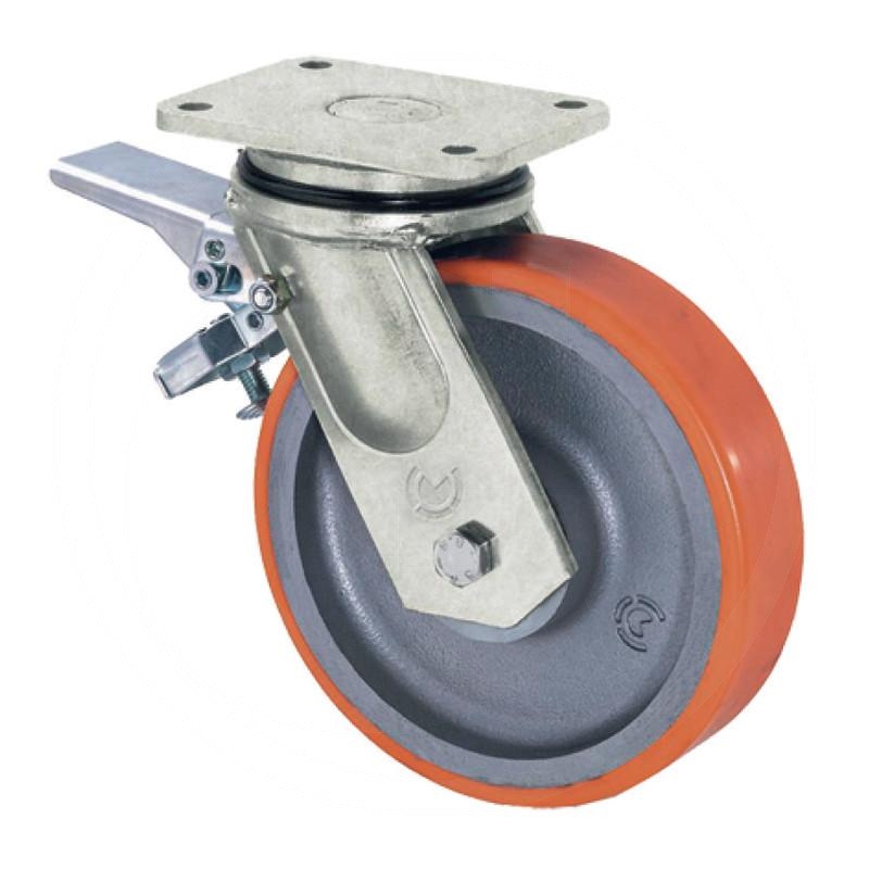 Polyurethane heavy duty swivelling castors with double stop | zdjęcie nr 1
