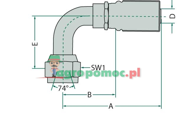 Gates PNE 10 DKJ 9/16" 90° SL=21,6 GATES | 6G-6FJX90S | zdjęcie nr 1