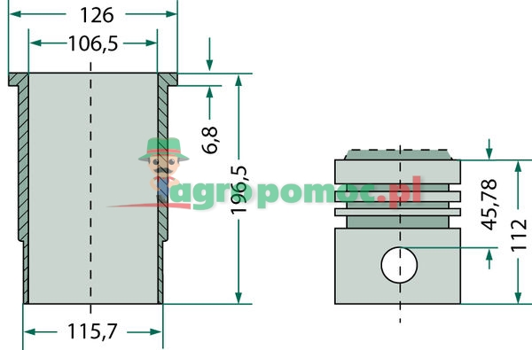 KS Piston set complete | RE22678, RE22681, RE500023 | zdjęcie nr 1