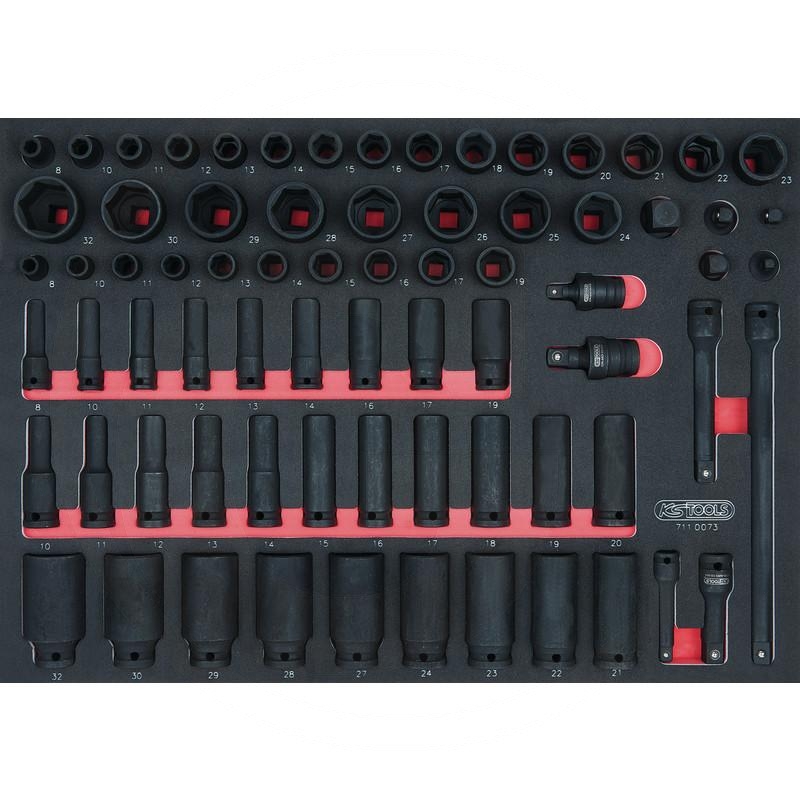 KS Tools 3/8"+1/2" impact socket wrench set, 73 pcs, 1/1 system inset | zdjęcie nr 1