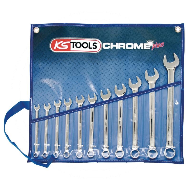 KS Tools CHROMEplus® combination spanner set, angled, 11-pcs., 8-22mm | zdjęcie nr 1