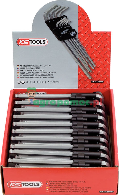 KS Tools CLASSIC key wrenchset hex,10pcs,1.5-10mm | zdjęcie nr 1