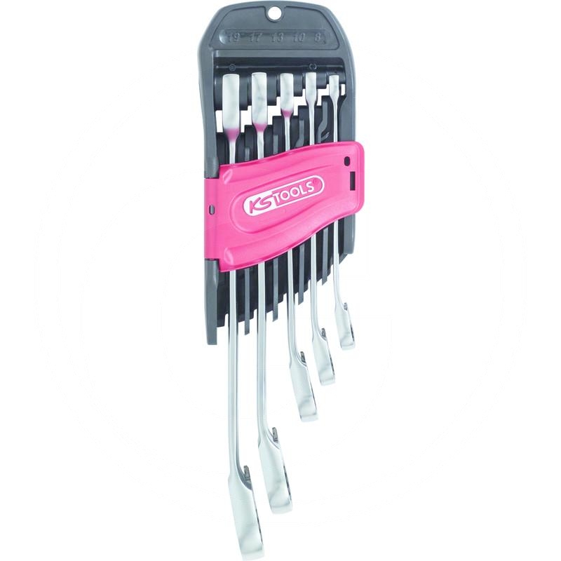 KS Tools GEARplus® Ringstop Combination ratcheting spanner set offset, 5 pcs, SW8-19mm | zdjęcie nr 1