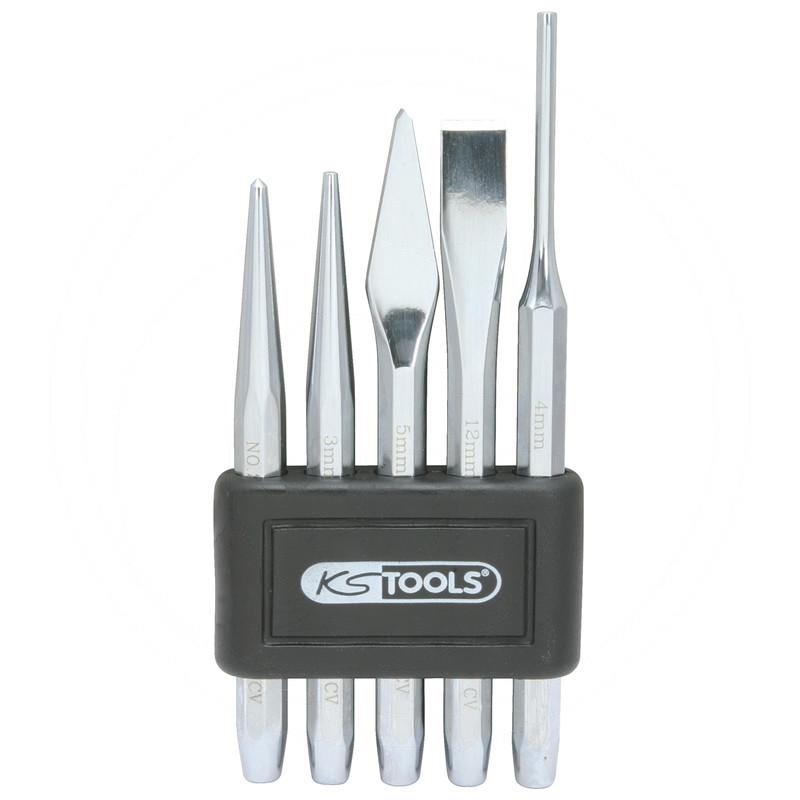 KS Tools Punch + chisel set 5 pcs, in plastic rack | zdjęcie nr 1