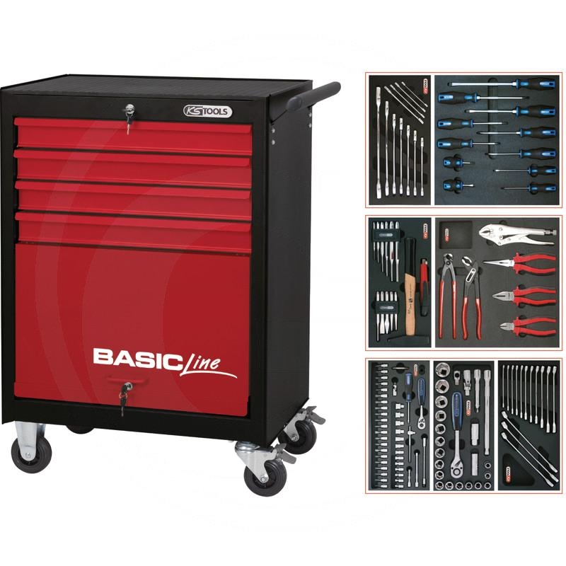 KS Tools Red BASIC kit,125pcs,STARTER,4 drawer | zdjęcie nr 1