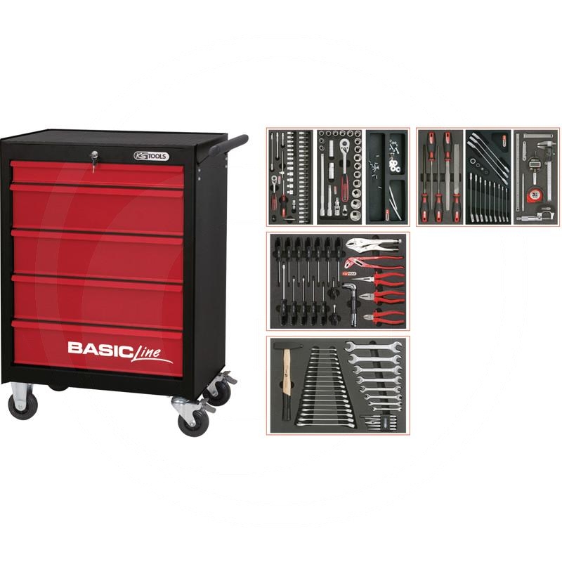 KS Tools Red BASIC kit,157pcs,EXTENDED,5 drawer | zdjęcie nr 1