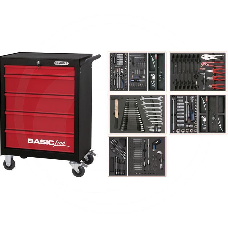 KS Tools RedBASIC kit,311pcs,IMPERIAL&SAE,5drawer | zdjęcie nr 1