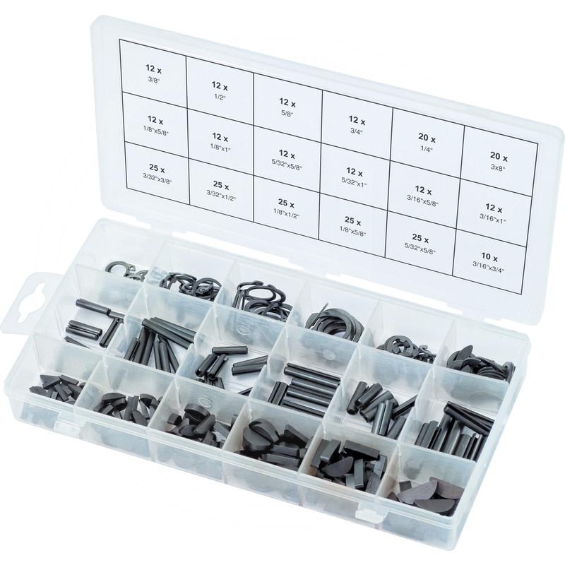 KS Tools Roll pins/Seeger rings/ feather keys/E-Ring circlips assortment, 1/8"x5/8"-3/16"x 1", 295 pcs | zdjęcie nr 1