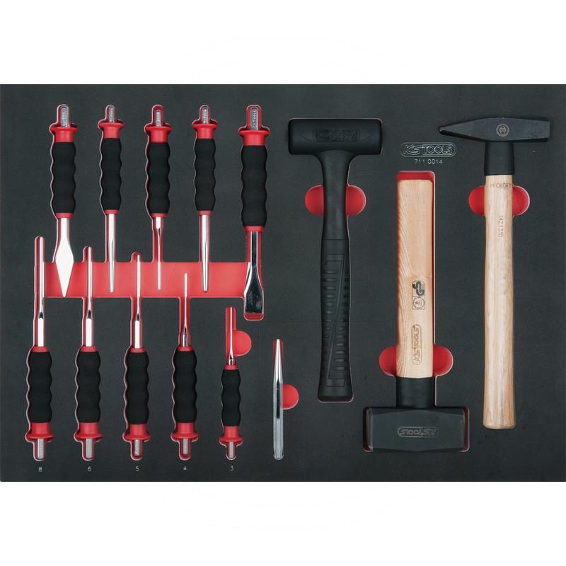 KS Tools SCS chisel and hammer set, 14 pcs, 1/1 system insert | zdjęcie nr 1