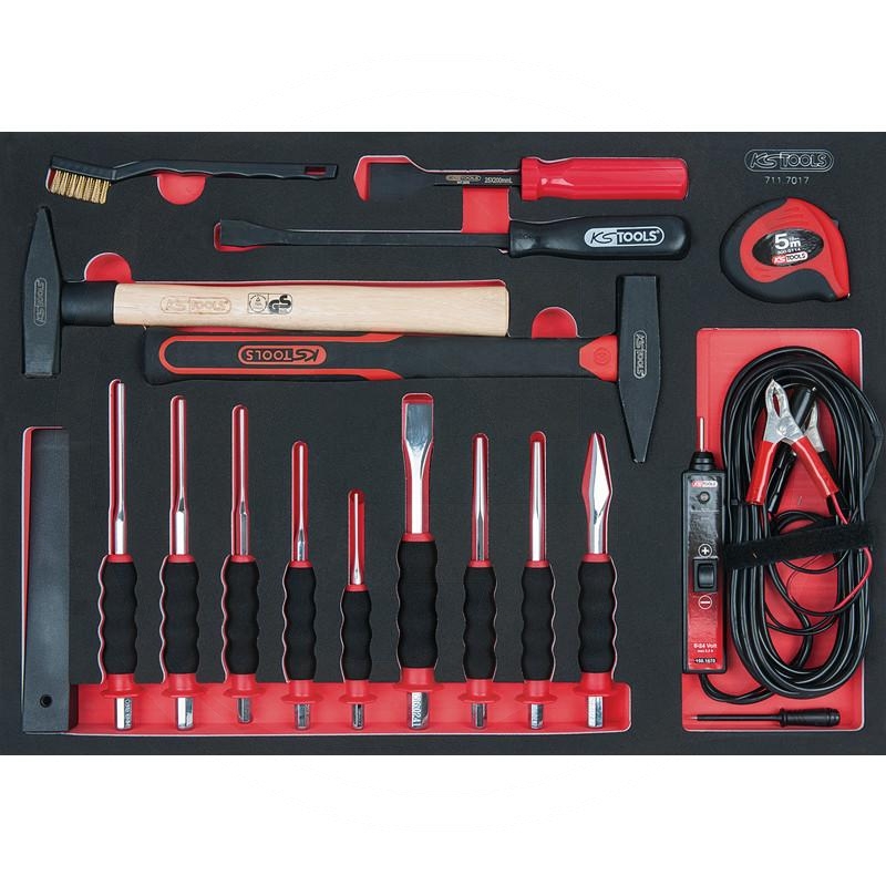 KS Tools SCS chisel and hammer set, 17 pcs, 1/1 system insert | zdjęcie nr 1