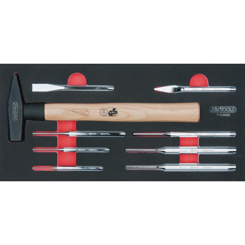 KS Tools SCS chisel and hammer set, 9 pcs, 1/3 system insert | zdjęcie nr 1