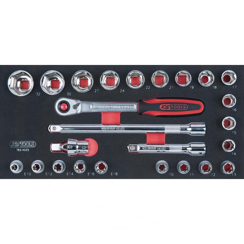 KS Tools SCS CHROMEplus 1/2" Socket set, 25 pcs, 1/3 system insert | zdjęcie nr 1