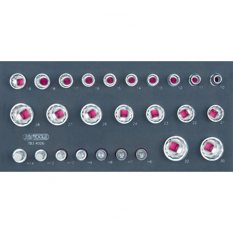 KS Tools SCS CHROMEplus 1/2" Socket set, 26 pcs, 1/3 system insert | zdjęcie nr 1