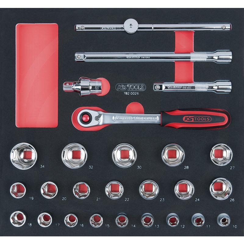 KS Tools SCS CHROMEplus 1/2" Socket set, 26 pcs, 2/3 system insert | zdjęcie nr 1