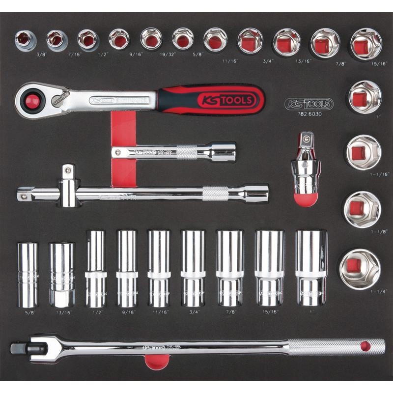 KS Tools SCS CHROMEplus 1/2" Socket set, 30 pcs, 2/3 system insert | zdjęcie nr 1