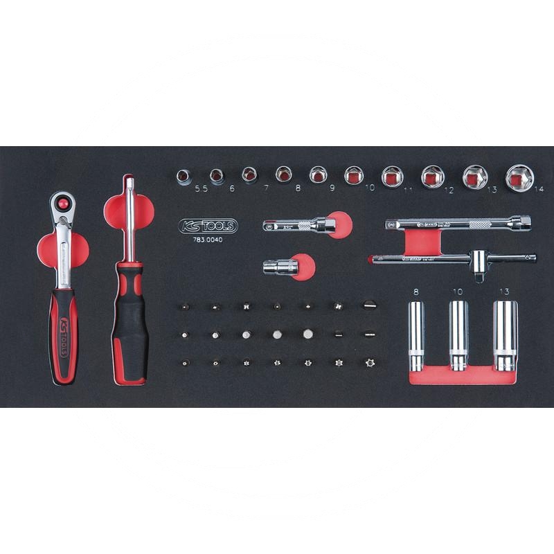 KS Tools SCS CHROMEplus 1/4" Socket set, 40 pcs, 1/3 system insert | zdjęcie nr 1