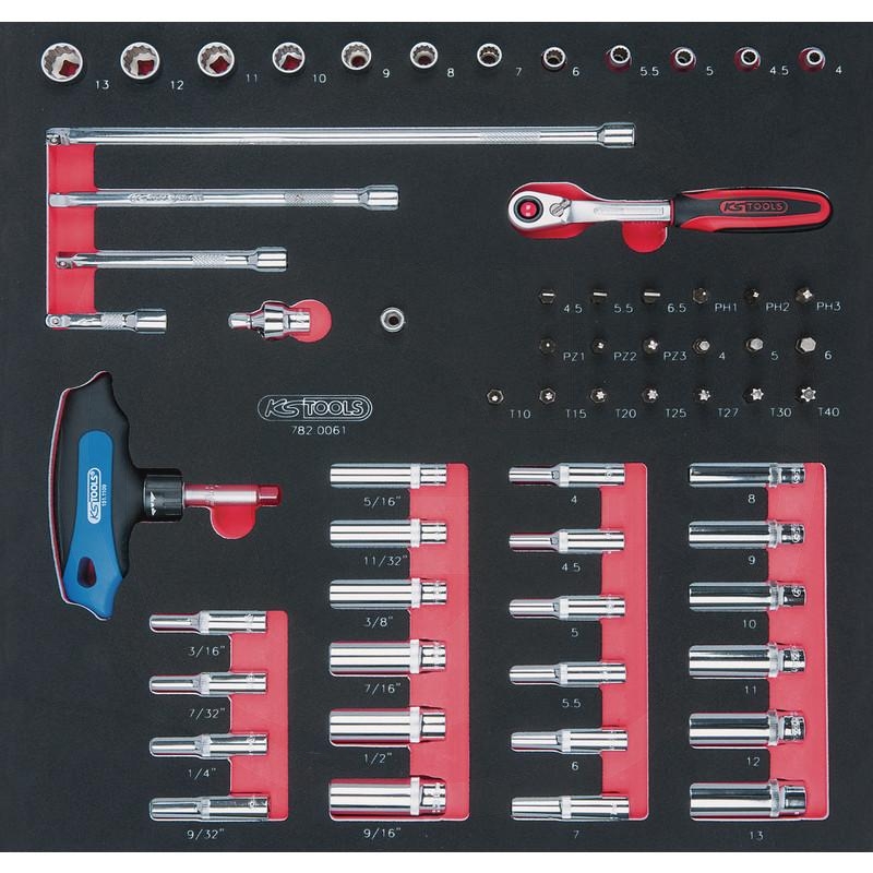 KS Tools SCS CHROMEplus 1/4" Socket set, 61 pcs, 2/3 system insert | zdjęcie nr 1