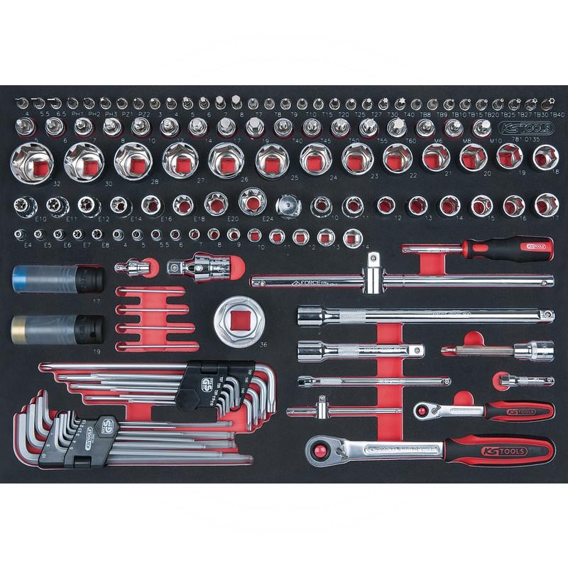 KS Tools SCS CHROMEplus 1/4"+1/2" Socket set, 135 pcs, 1/1 system insert | zdjęcie nr 1