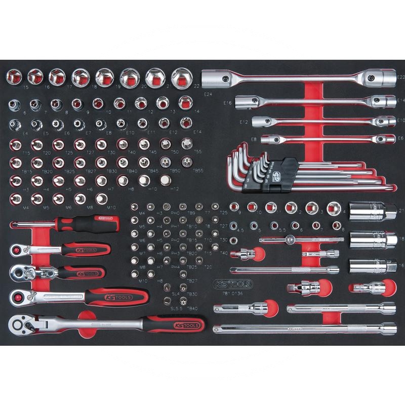 KS Tools SCS CHROMEplus 1/4"+3/8" Socket set, 136 pcs, 1/1 system insert | zdjęcie nr 1
