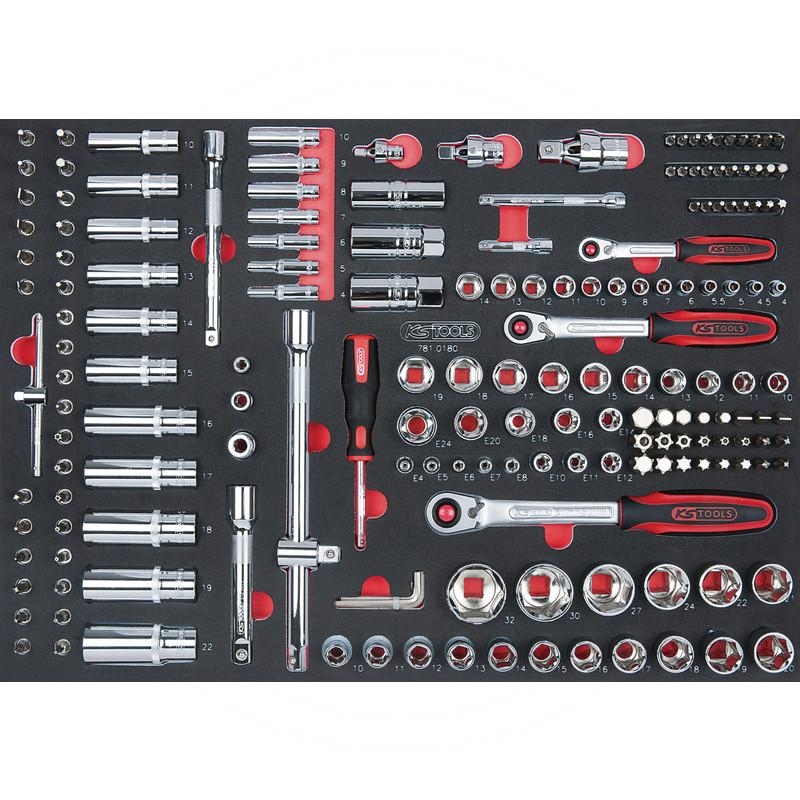 KS Tools SCS CHROMEplus 1/4"+3/8"+1/2" Socket set, 180 pcs, 1/1 system insert | zdjęcie nr 1