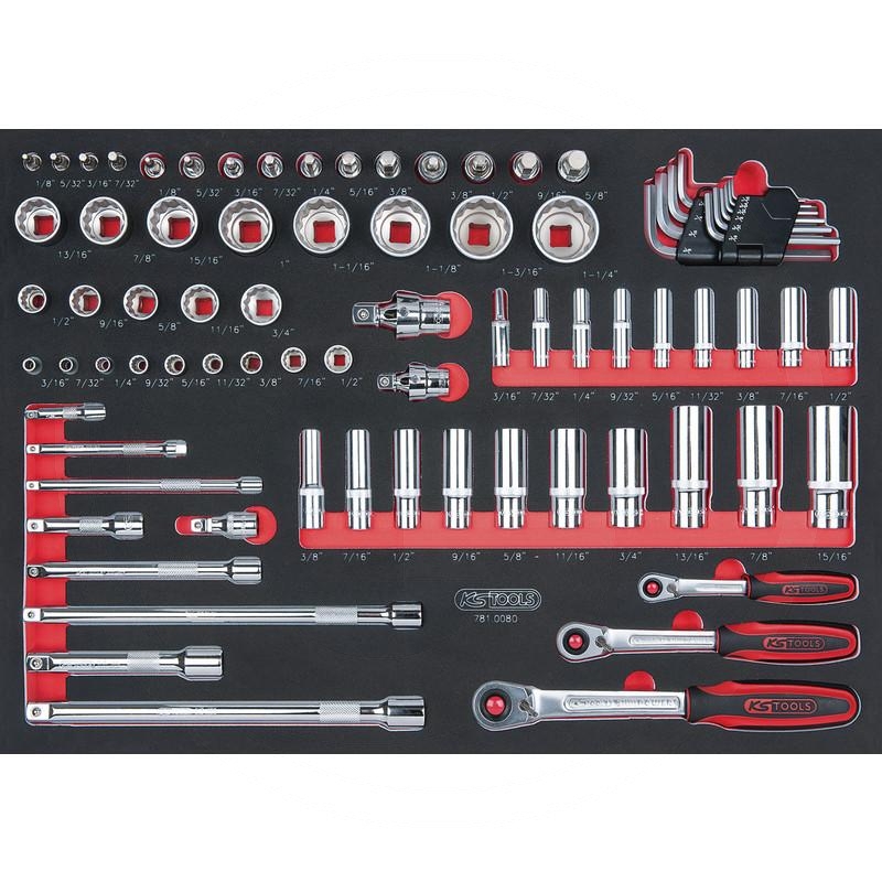 KS Tools SCS CHROMEplus 1/4"+3/8"+1/2" Socket set, 80 pcs, 1/1 system insert | zdjęcie nr 1