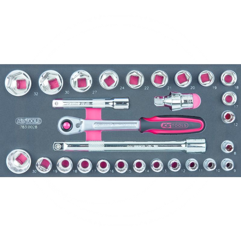 KS Tools SCS CHROMEplus Socket set, 28 pcs, 1/3 system insert | zdjęcie nr 1