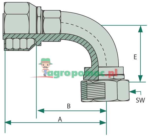 PNE 10 DKORF 13/16" 90° SL=29 PARKER | zdjęcie nr 1
