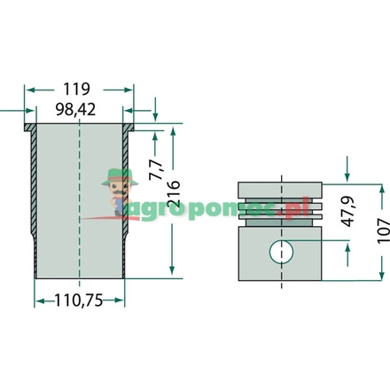 KS Kolben und Buchsen Piston set complete